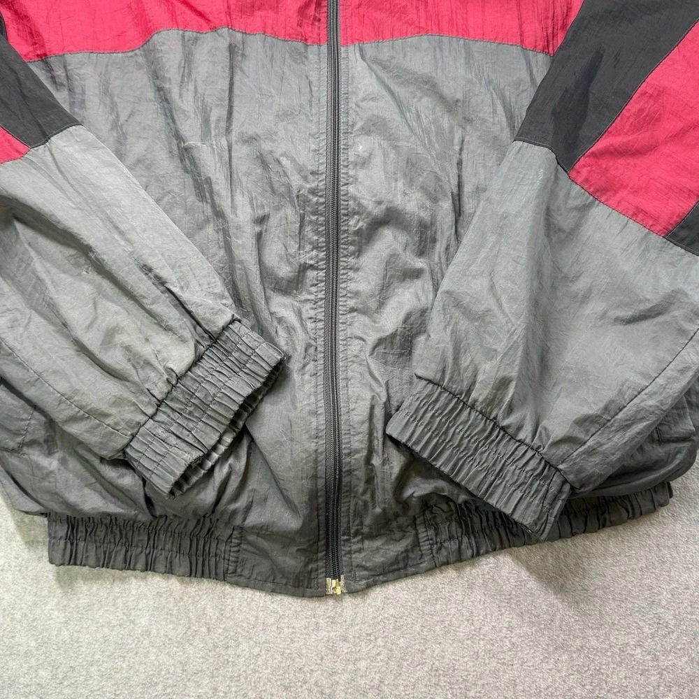 Vintage Athletic Works Windbreaker Jacket‎ Colorblock Black Red Gray Men's Large